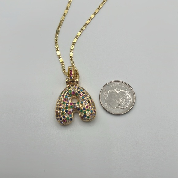 930. Gold Pendant Initial A Necklace - Picture 4 of 5